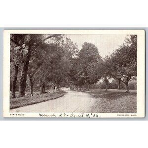 Antique Postcard State Road Buckland Mass Black & White Scene #1445